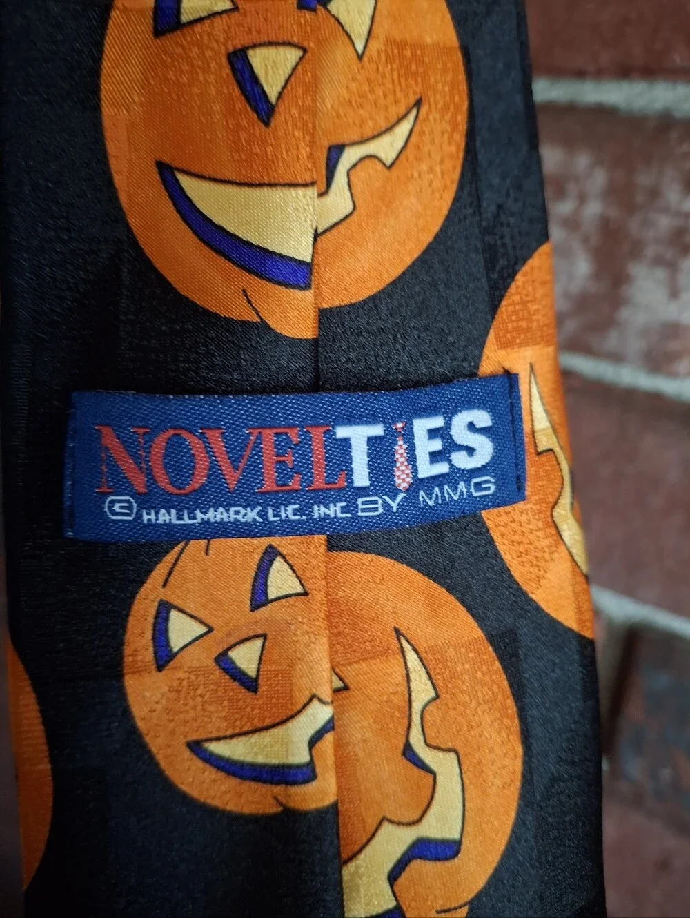 Hallmark Black Tie with Orange Jack-O'-Lantern Pattern